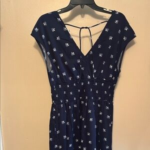 Chic Navy Blue Floral Maxi Dress